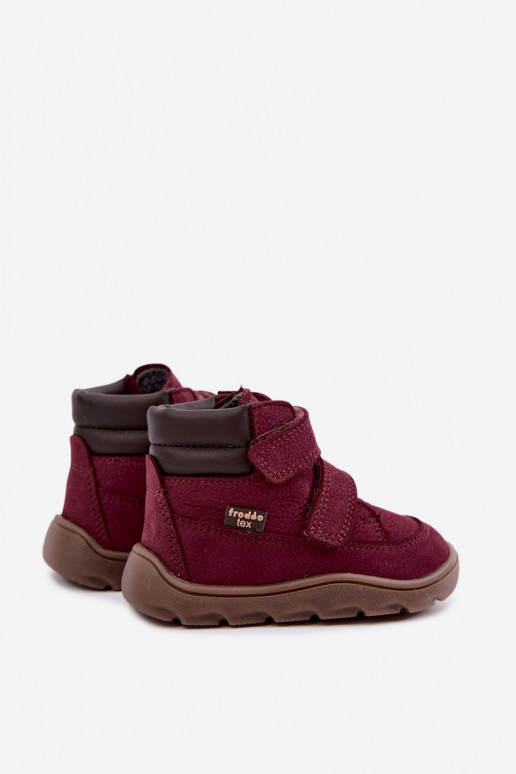 Bordo spalvos vaikiški odiniai batai Barefoot Froddo G2110150-9