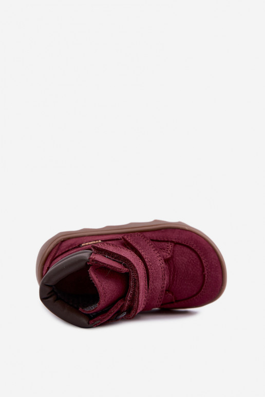 Bordo spalvos vaikiški odiniai batai Barefoot Froddo G2110150-9