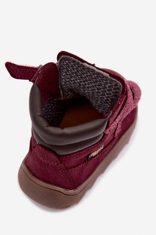 Bordo spalvos vaikiški odiniai batai Barefoot Froddo G2110150-9