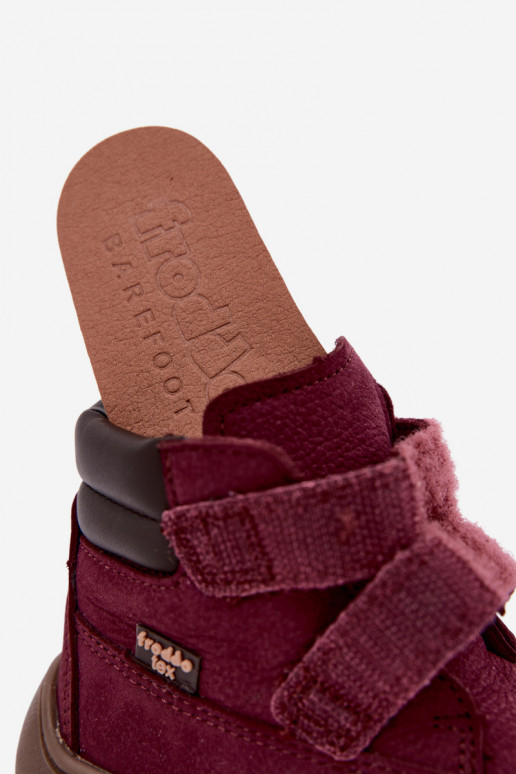 Bordo spalvos vaikiški odiniai batai Barefoot Froddo G2110150-9