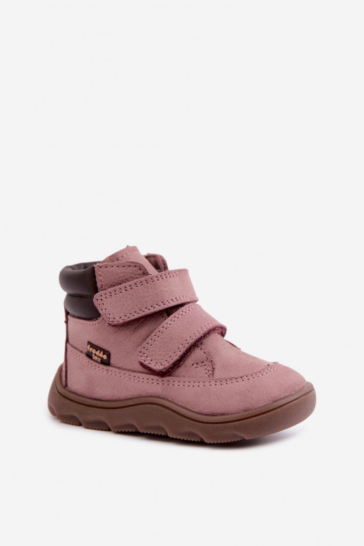 Rožinės spalvos vaikiški odiniai batai Barefoot Froddo G2110150-5
