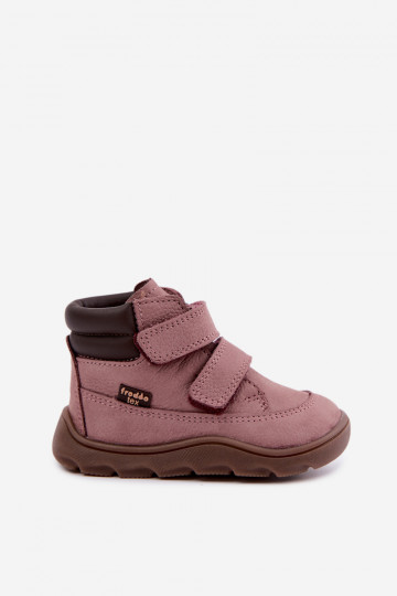 Rožinės spalvos vaikiški odiniai batai Barefoot Froddo G2110150-5 2