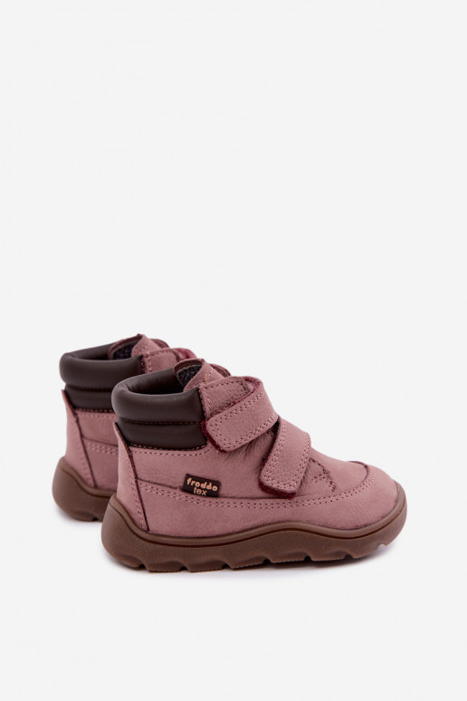 Rožinės spalvos vaikiški odiniai batai Barefoot Froddo G2110150-5
