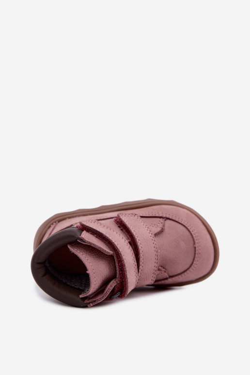 Rožinės spalvos vaikiški odiniai batai Barefoot Froddo G2110150-5