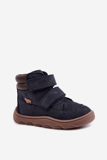 Tamsiai mėlynos spalvos vaikiški odiniai batai Barefoot Froddo G2110150
