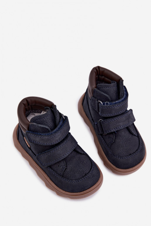Tamsiai mėlynos spalvos vaikiški odiniai batai Barefoot Froddo G2110150
