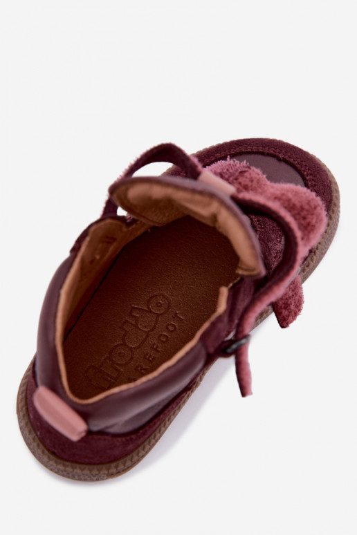 Bordo spalvos vaikiški zomšiniai batai Barefoot Froddo G2110157-4