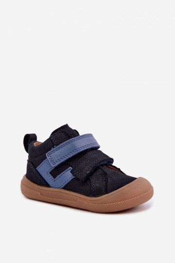 Tamsiai mėlynos spalvos vaikiški odiniai batai Barefoot Froddo G2130380