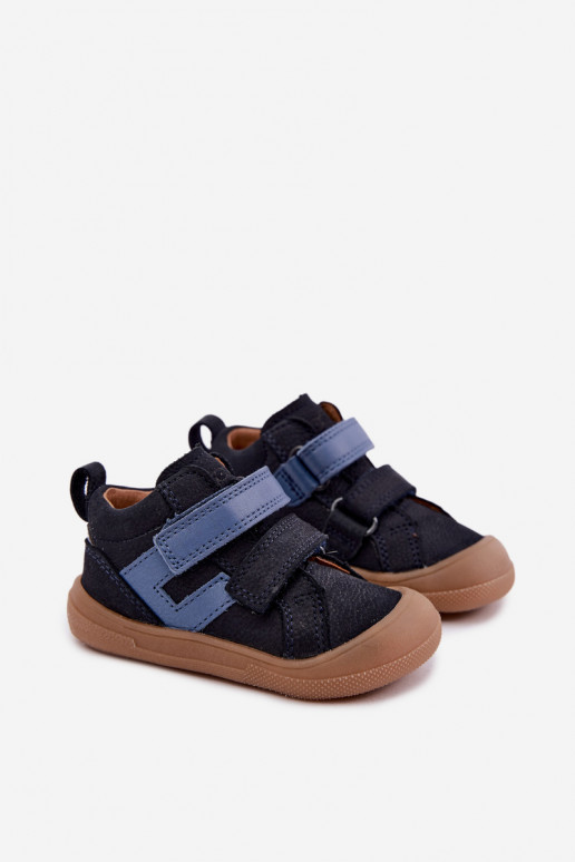 Tamsiai mėlynos spalvos vaikiški odiniai batai Barefoot Froddo G2130380