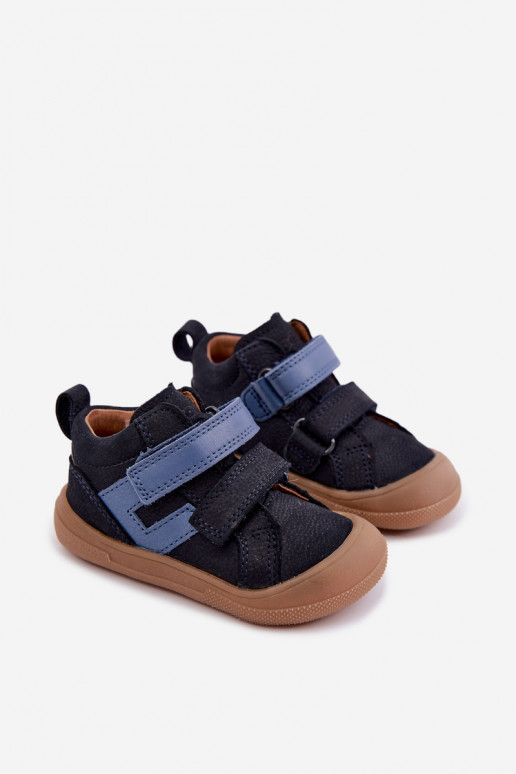 Tamsiai mėlynos spalvos vaikiški odiniai batai Barefoot Froddo G2130380