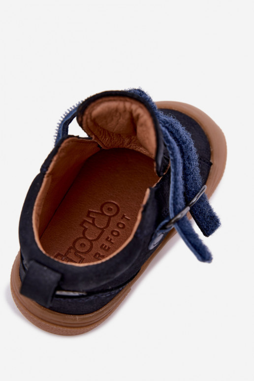 Tamsiai mėlynos spalvos vaikiški odiniai batai Barefoot Froddo G2130380