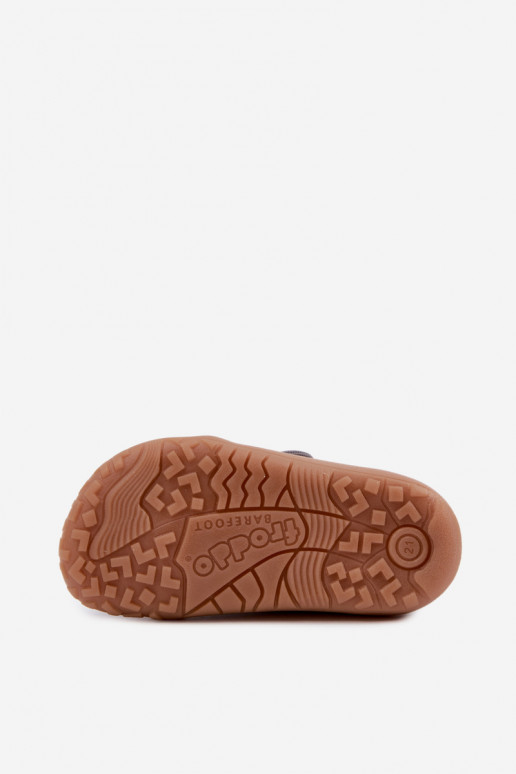 Vaikiškos šlepetės berniukams su lipniais užsegimais Barefoot Dinozaurai Froddo G1700438-26 pilkos spalvos