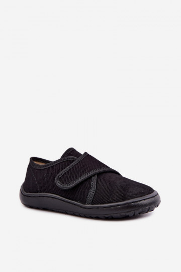 Vaikiškos šlepetės berniukams su lipniais užsegimais Barefoot Froddo G1700438-15 juodos spalvos