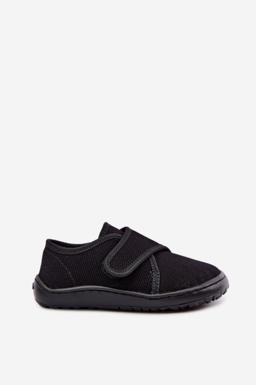 Vaikiškos šlepetės berniukams su lipniais užsegimais Barefoot Froddo G1700438-15 juodos spalvos