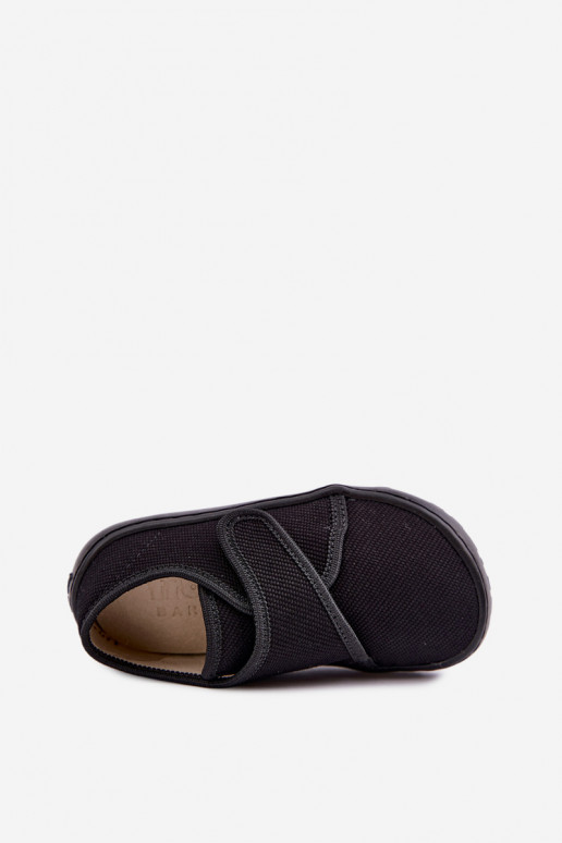 Vaikiškos šlepetės berniukams su lipniais užsegimais Barefoot Froddo G1700438-15 juodos spalvos