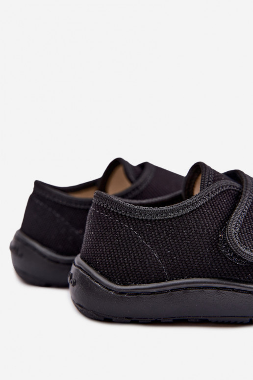 Vaikiškos šlepetės berniukams su lipniais užsegimais Barefoot Froddo G1700438-15 juodos spalvos