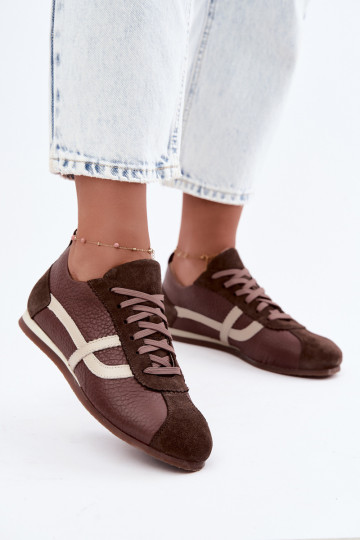 Oda iš zomšos Sneakers modelio batai Moteriškas Zazoo N1402S2 CzekoladoĮe 2