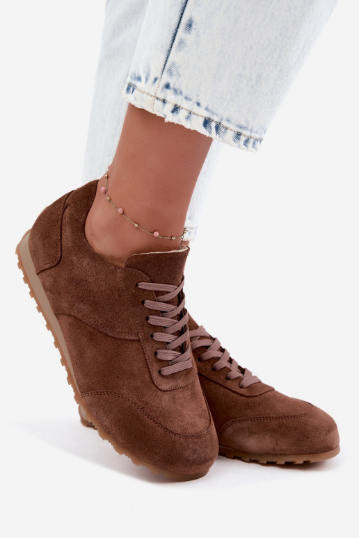 Sneakeriai Barefoot iš dirbtinės zomšos Zazoo N1422 rudos spalvos