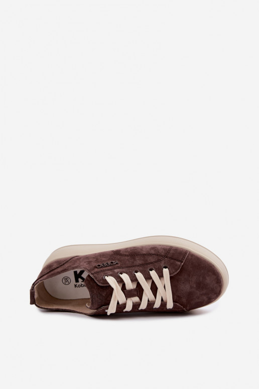 Oda iš zomšos Sneakers modelio batai su platforma Kobbo 41535 CzekoladoĮe