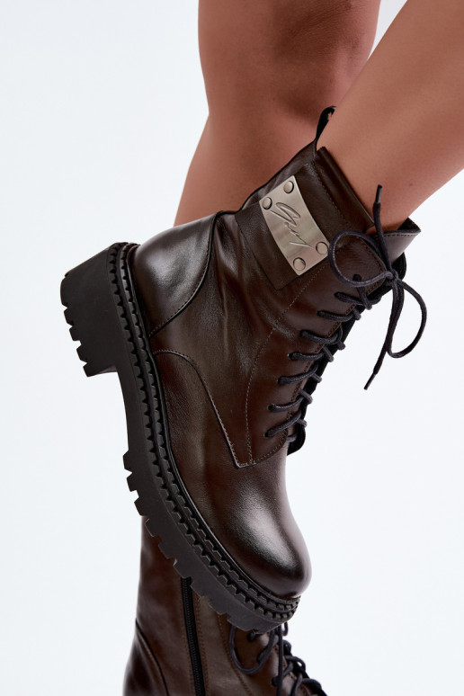 Moteriški pašiltinti aulinukai su puošniomis detalėmis Zazoo 60574 šokolado spalvos