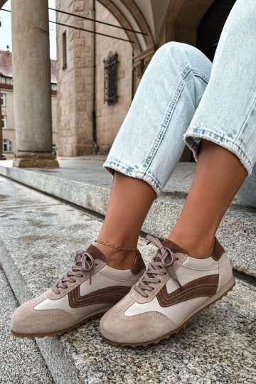 Sneakeriai iš dirbtinės zomšos Barefoot Zazoo N1400 smėlio spalvos