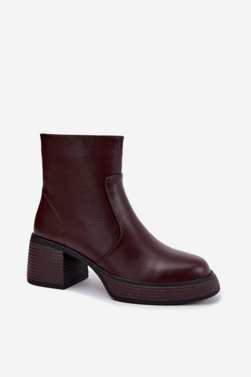Odiniai pašiltinti aulinukai su kulniukais D&A CR62-3369 bordo spalvos