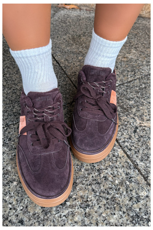 dirbtinės zomšos sneakers modelio batai moterims pašiltinti Big Star UU274770 šokolado spalvos