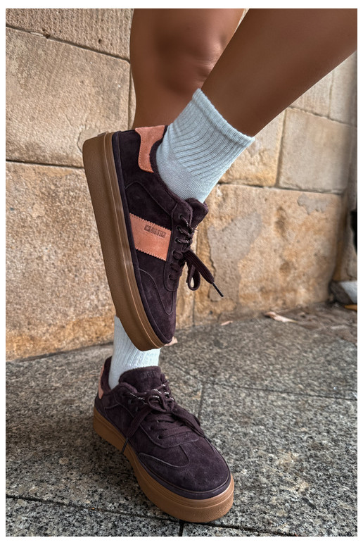 dirbtinės zomšos sneakers modelio batai moterims pašiltinti Big Star UU274770 šokolado spalvos