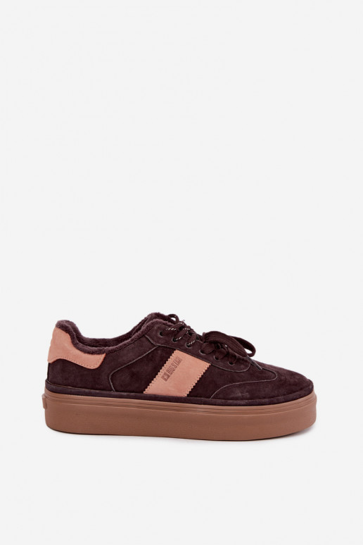 dirbtinės zomšos sneakers modelio batai moterims pašiltinti Big Star UU274770 šokolado spalvos