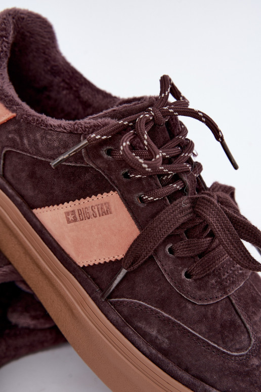 dirbtinės zomšos sneakers modelio batai moterims pašiltinti Big Star UU274770 šokolado spalvos