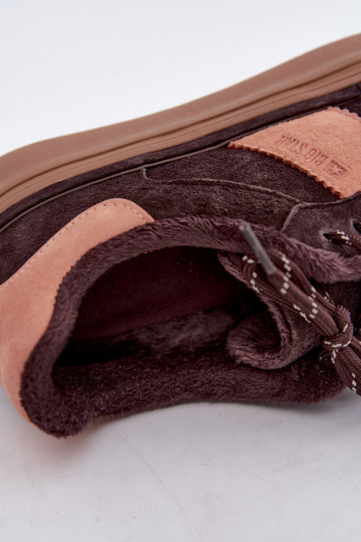 dirbtinės zomšos sneakers modelio batai moterims pašiltinti Big Star UU274770 šokolado spalvos
