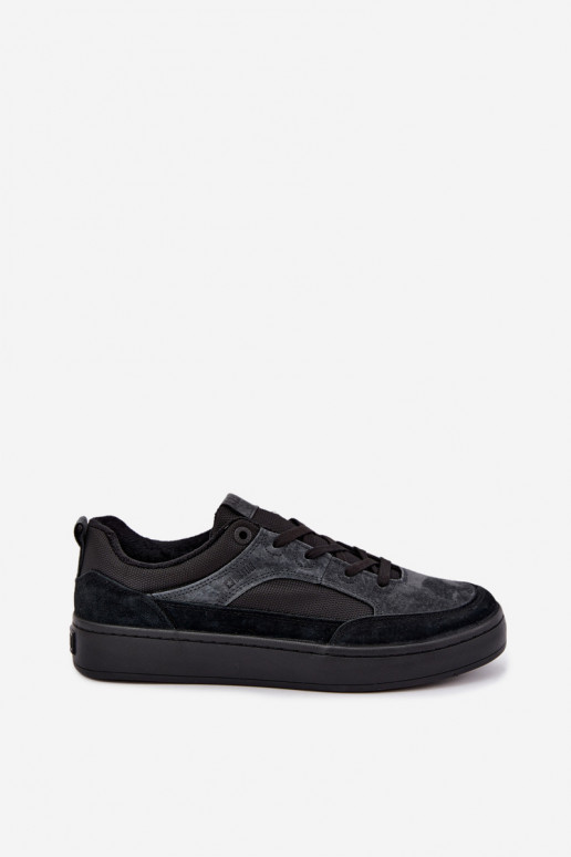 iš zomšos pašiltinti Sneakers modelio batai vyrams Big Star UU174118 juodos spalvos