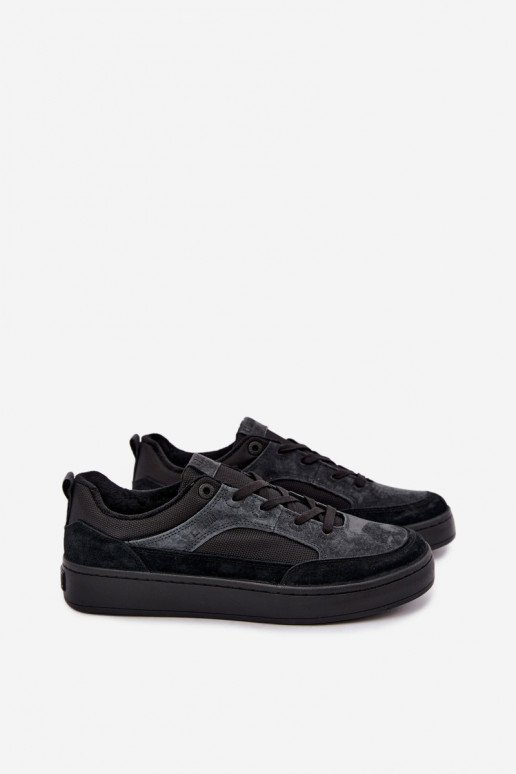 iš zomšos pašiltinti Sneakers modelio batai vyrams Big Star UU174118 juodos spalvos