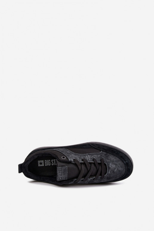 iš zomšos pašiltinti Sneakers modelio batai vyrams Big Star UU174118 juodos spalvos