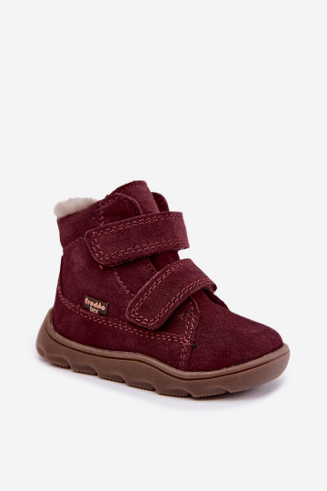 Zomšiniai vaikiški sniego batai Barefoot Froddo G2110151-4 bordo spalvos