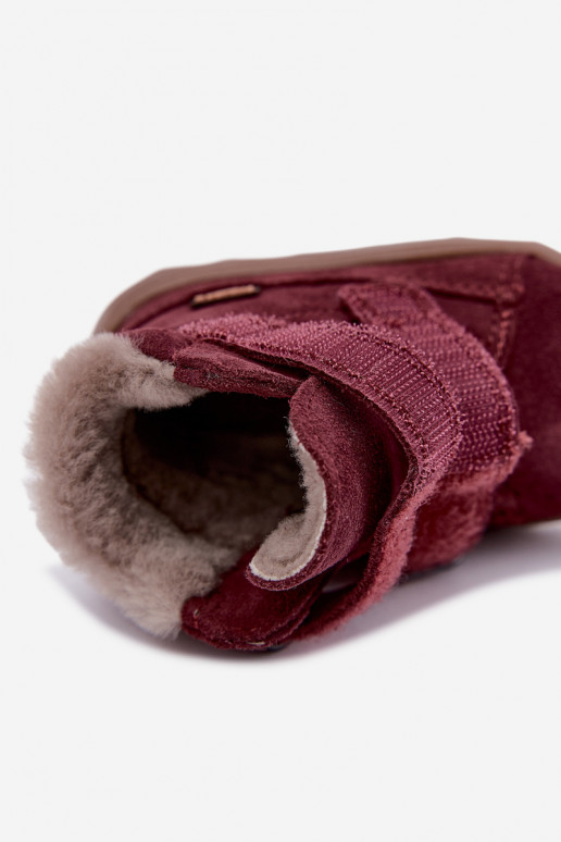 Zomšiniai vaikiški sniego batai Barefoot Froddo G2110151-4 bordo spalvos