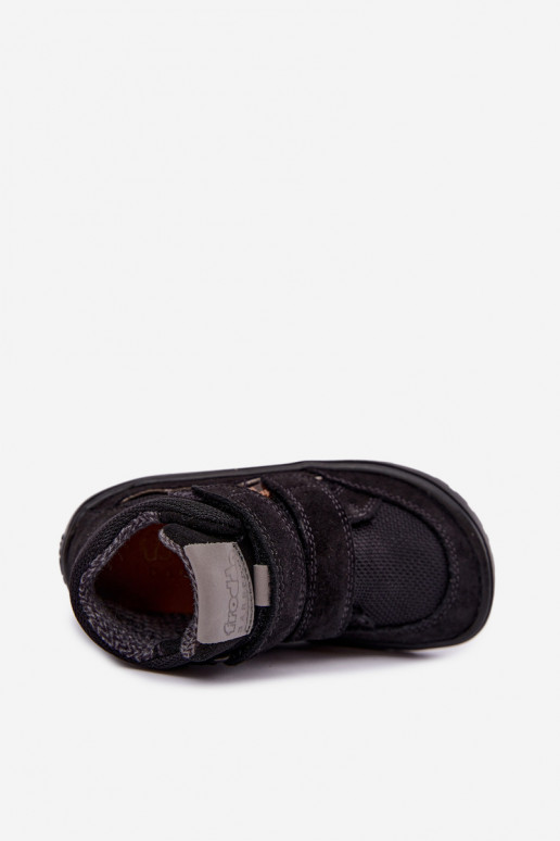 Zomšinė vaikiška avalynė Barefoot Froddo G3110266-20 juodos spalvos