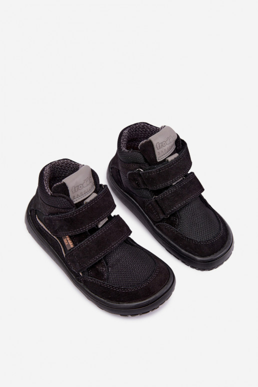 Zomšinė vaikiška avalynė Barefoot Froddo G3110266-20 juodos spalvos
