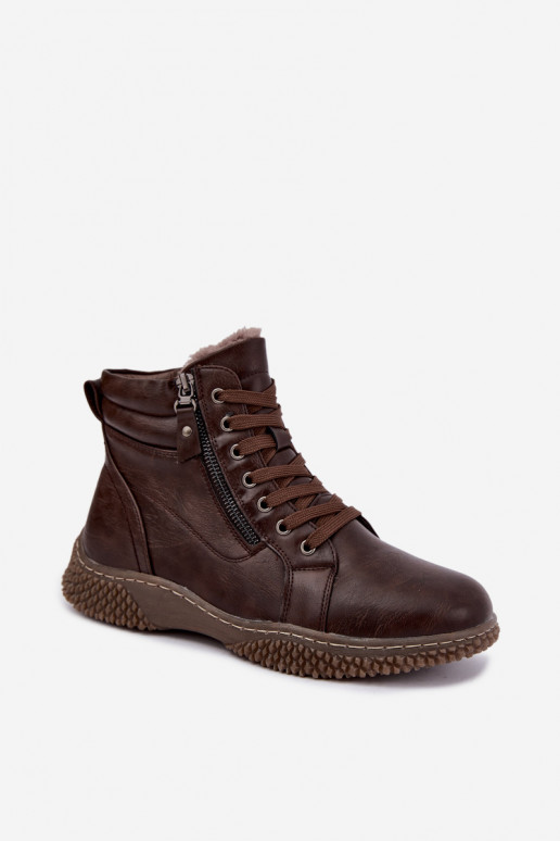 Moteriški pašiltinti aulinukai su kailiuku viduje iš dirbtinės odos rudos spalvos Ulverina