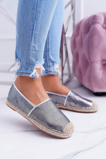 Lu Boo sidabrinės spalvos ažūrinės espadrilės Kimchi