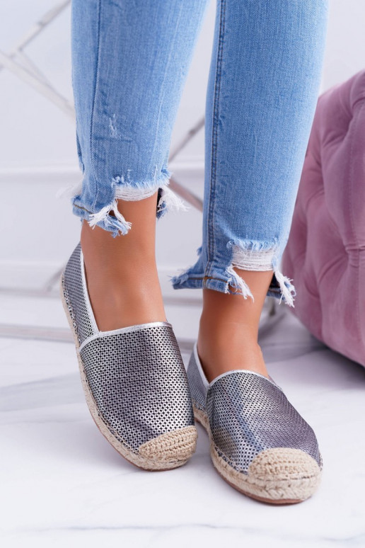 Lu Boo sidabrinės spalvos ažūrinės espadrilės Kimchi