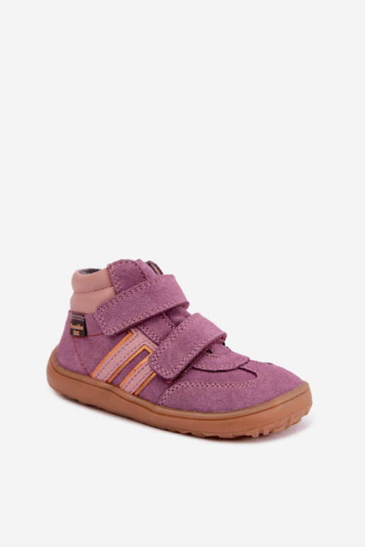 Vaikiška dirbtinės zomšos avalynė Barefoot FRODDO G3110285-12 violetinės spalvos