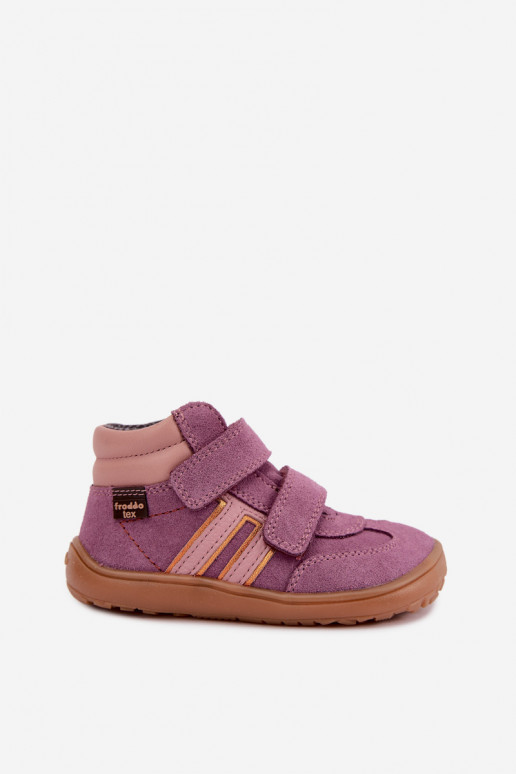 Vaikiška dirbtinės zomšos avalynė Barefoot FRODDO G3110285-12 violetinės spalvos