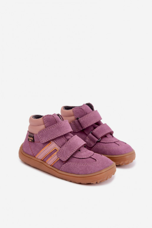 Vaikiška dirbtinės zomšos avalynė Barefoot FRODDO G3110285-12 violetinės spalvos