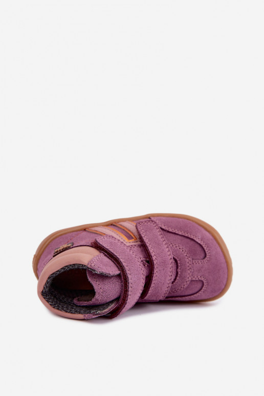 Vaikiška dirbtinės zomšos avalynė Barefoot FRODDO G3110285-12 violetinės spalvos