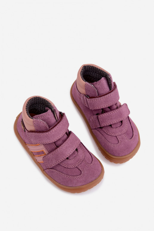 Vaikiška dirbtinės zomšos avalynė Barefoot FRODDO G3110285-12 violetinės spalvos