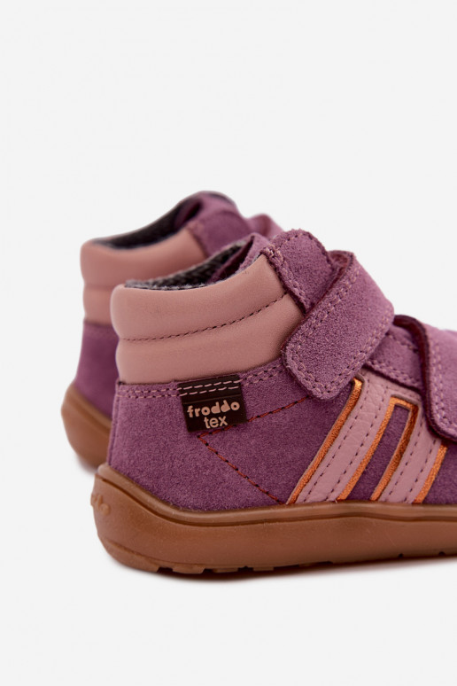 Vaikiška dirbtinės zomšos avalynė Barefoot FRODDO G3110285-12 violetinės spalvos