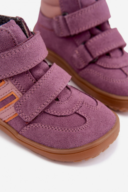 Vaikiška dirbtinės zomšos avalynė Barefoot FRODDO G3110285-12 violetinės spalvos