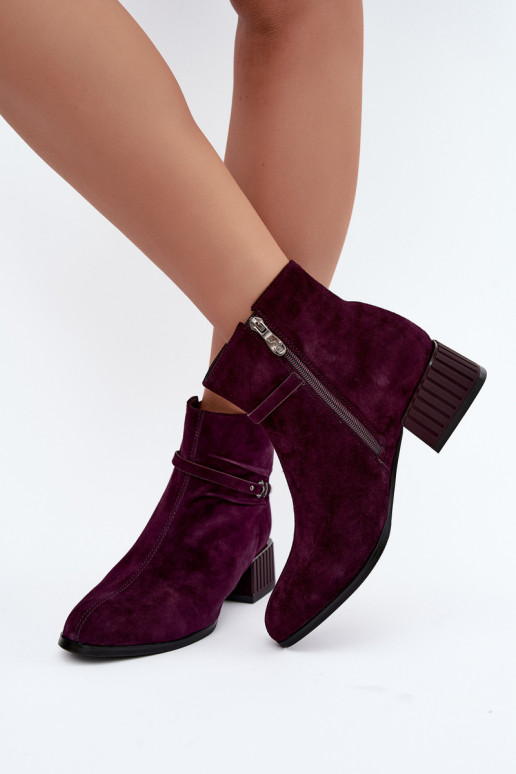 Moteriški aulinukai iš dirbtinės zomšos Klocke pašiltinti D&A CR62-3476 slyvų spalvos