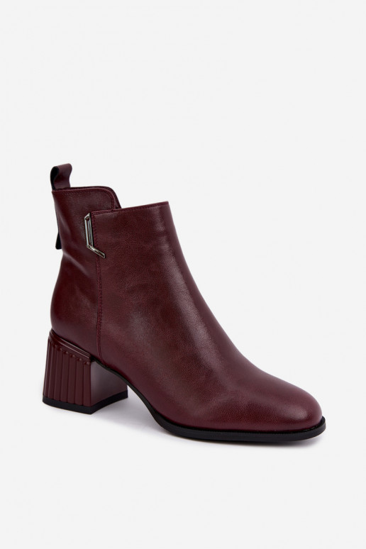 Odiniai aulinukai su kulniukais pašiltinti D&A CR62-3442 bordo spalvos
